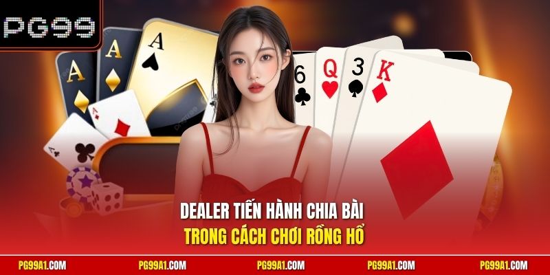 Dealer tiến hành chia bài trong cách chơi Rồng Hổ